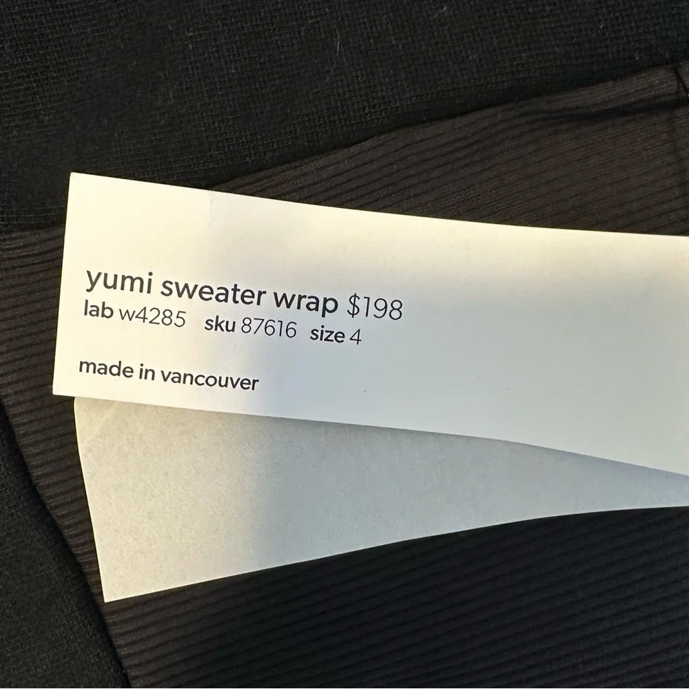 Lululemon Lab Black Yumi Asymmetrical Sweater Wrap New Size 4 - Picture 11 of 13